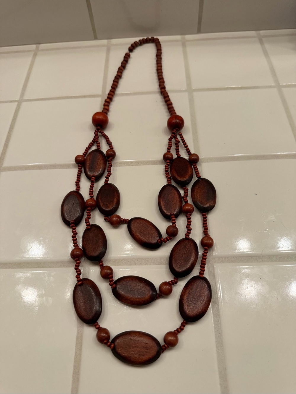 Mexican Artisan handmaid Wooden Multi-Strand Brown Necklace